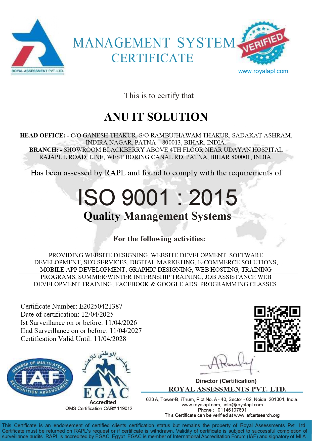 ISO 9001:2015 Certification