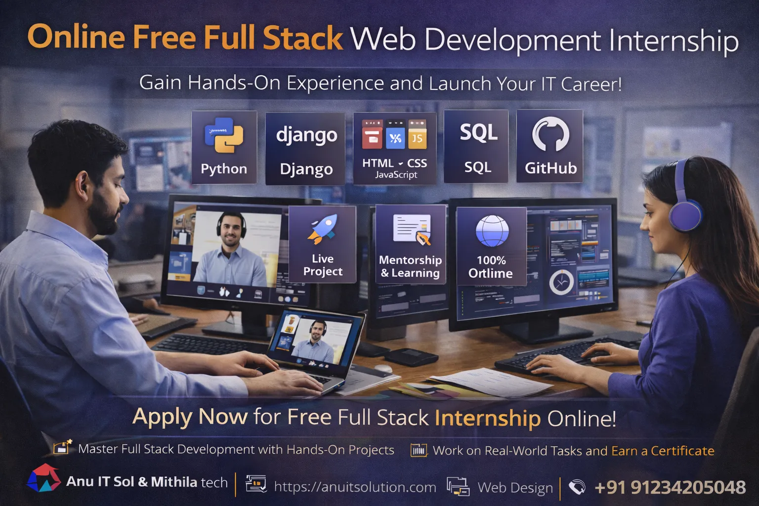 Online Free Full Stack Web Development Internship with Live Projects